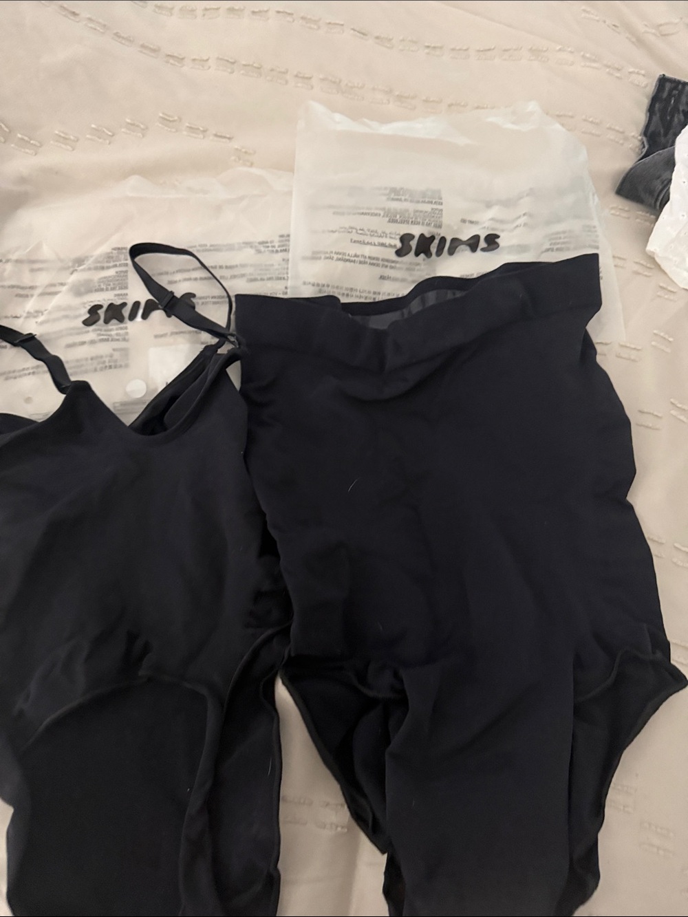 SKIMS Black Shapewear Bodysuit and Briefs Set